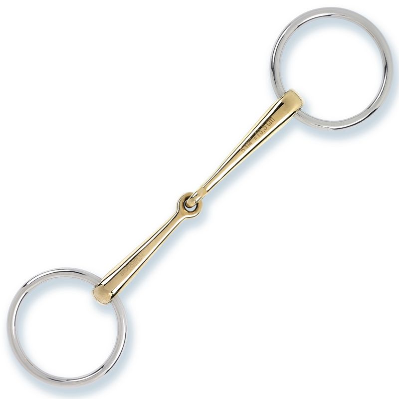 Stübben single-jointed snaffle displayed beside traditional leather reins and bridlework.