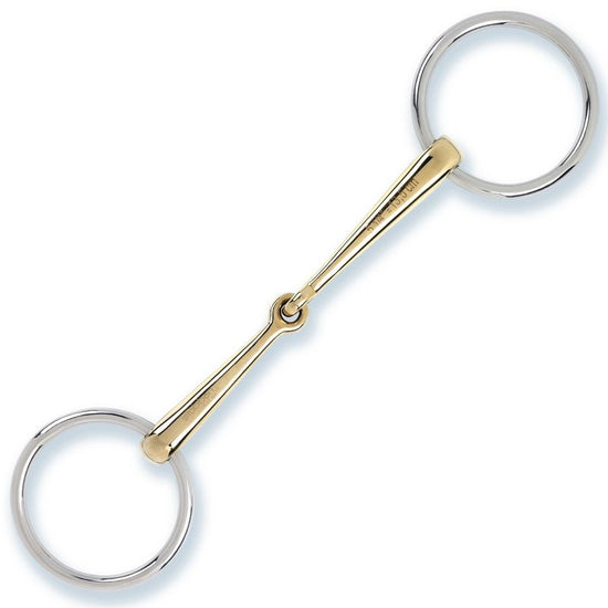 Stübben single-jointed snaffle displayed beside traditional leather reins and bridlework.