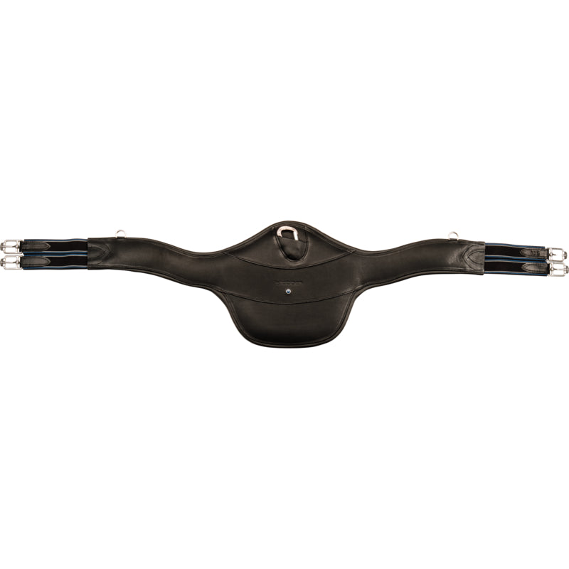Anatomically shaped Stübben jumping girth designed to protect the horse’s belly.