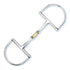Stübben D-Ring horse bit laid flat to display the symmetry of its cheek and mouthpiece design.