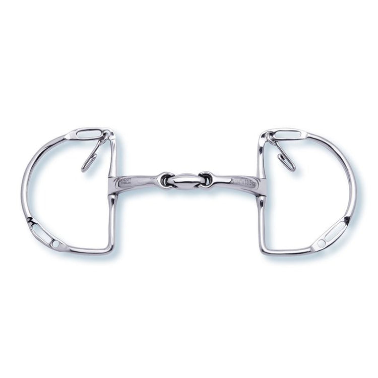 Double-jointed mouthpiece of the Stübben Precision Bit shown between its distinctive D-rings.