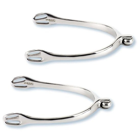 Pair of Stübben Soft Touch riding spurs featuring the streamlined Dynamic design.