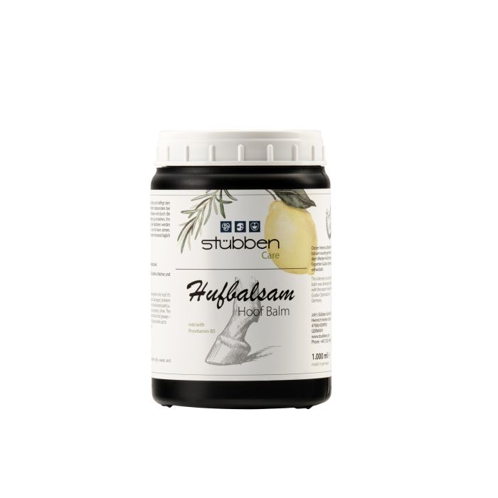 Stübben horse hoof care balm for use as part of an everyday grooming routine.