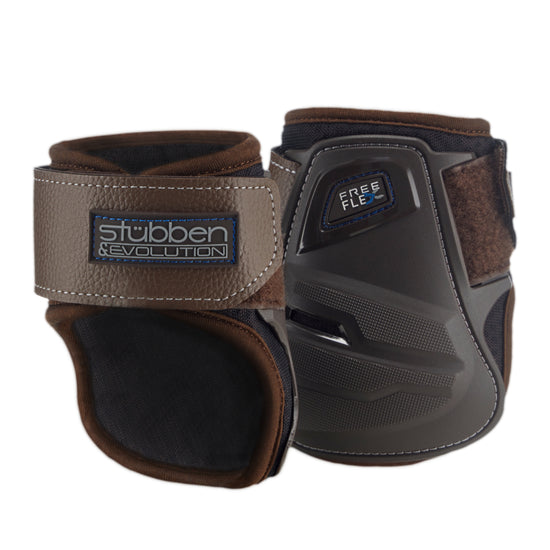 Stübben Hybrid Fetlock Boots for protective coverage of a horse’s hind legs.
