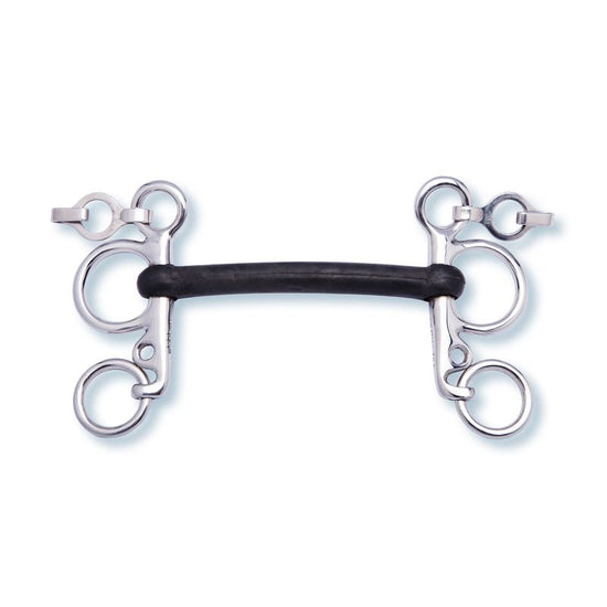 Stübben Rubber Pelham with a solid non-flexible rubber mouthpiece and classic Pelham cheeks.