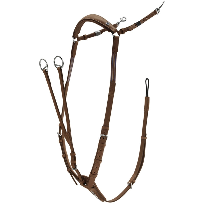 Stübben jumping breastplate fitted to a horse to help keep the saddle securely positioned.