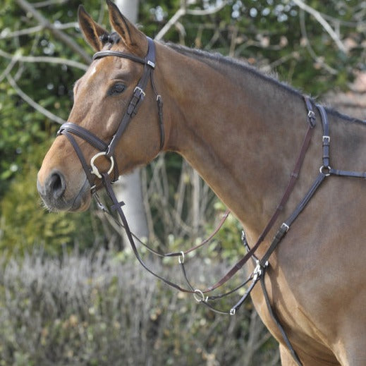 Stübben Side Fit Breastplate fitted to a horse with an English jumping saddle.