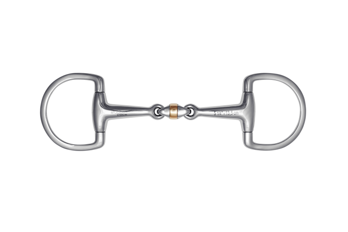 Stübben Soft-Roll D-Ring Bit with a double-jointed mouthpiece and distinctive Soft-Roll elements.