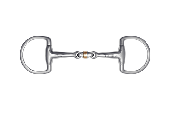 Stübben Soft-Roll D-Ring Bit with a double-jointed mouthpiece and distinctive Soft-Roll elements.