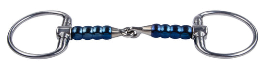 Sweet Iron cherry roller eggbutt horse bit with movable rollers and fixed snaffle cheeks.