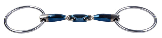 Sweet Iron cherry roller loose ring horse bit with rotating mouthpiece elements and movable snaffle rings.