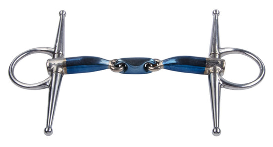 Sweet Iron full cheek horse bit with locking jointed mouthpiece and fixed sidepieces for lateral guidance.