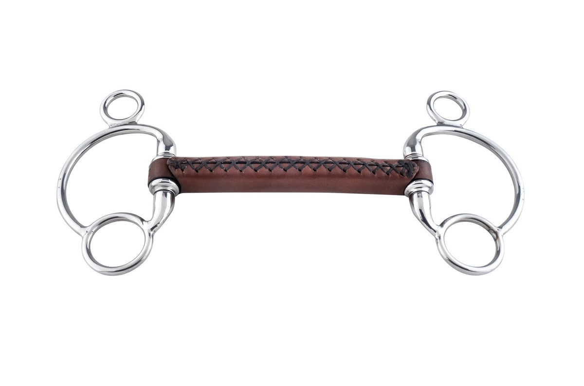 Trust 2.5 Eggbutt Leather Bit with hand-stitched leather mouthpiece and reinforced nylon core.