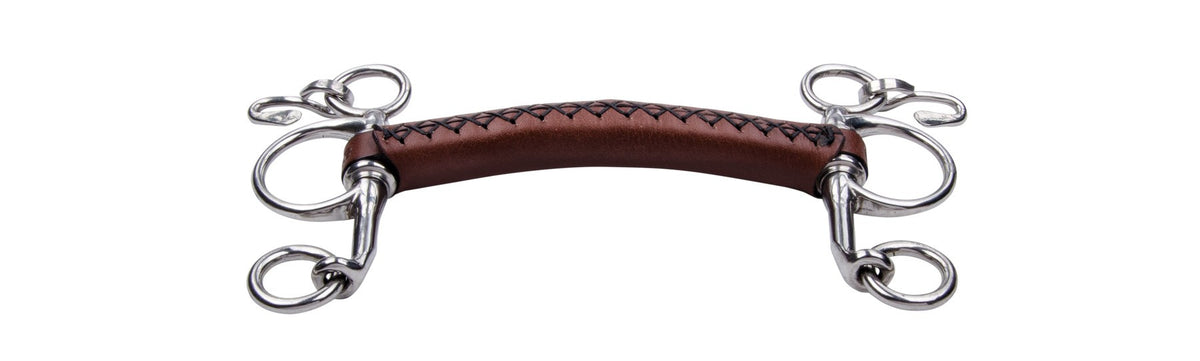 Trust Baby Pelham Leather Bit with hand-stitched leather mouthpiece and reinforced nylon core.