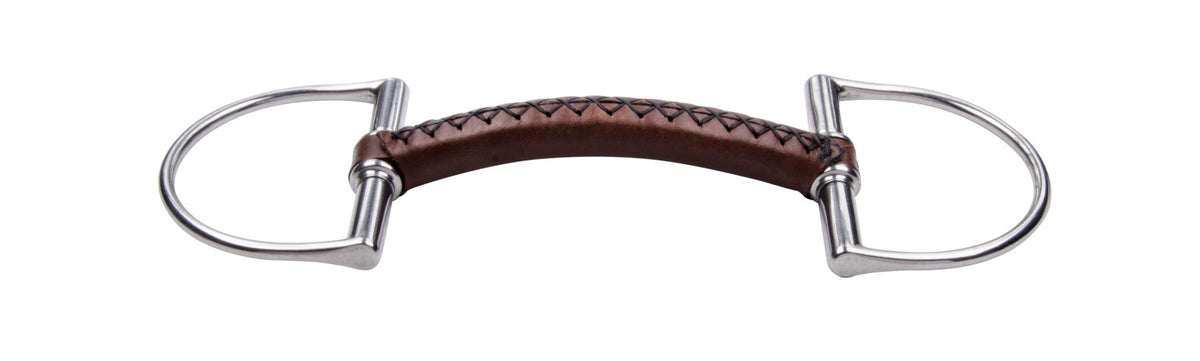Trust D Bit Leather horse bit with hand-stitched leather mouthpiece and reinforced nylon core.