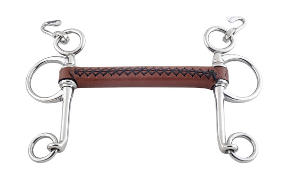 Trust Pelham Leather Bit with hand-stitched leather mouthpiece and reinforced nylon core.