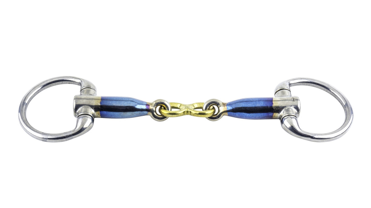 Trust Sweet Iron Eggbutt French Link Bit with double-jointed mouthpiece, flat centre link and fixed eggbutt rings.