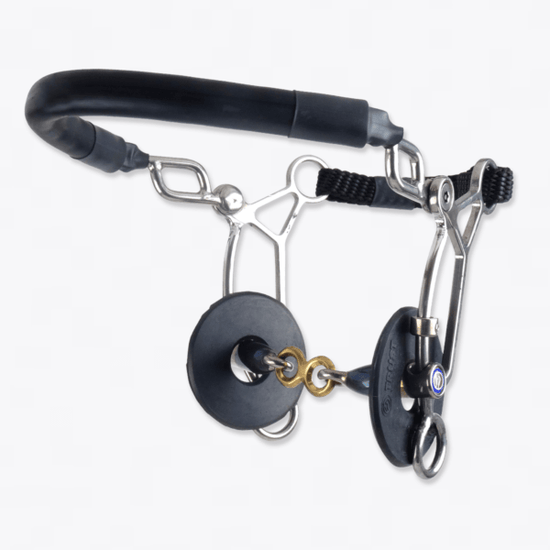 Trust Sweet Iron Hackamore Combi Short French Link bit with double-jointed mouthpiece and short shanks.
