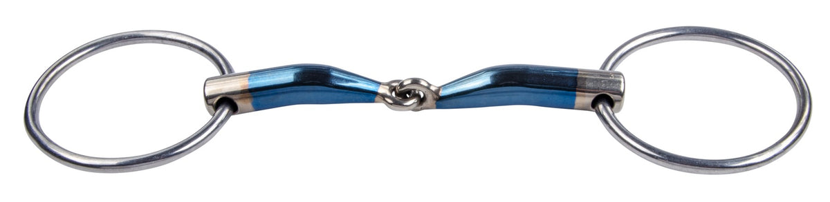 Trust Single-Jointed Loose Ring Snaffle with 16 mm Sweet Iron mouthpiece designed to encourage salivation.