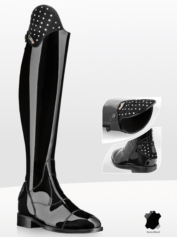 Patent Riding Boots with Swarovski